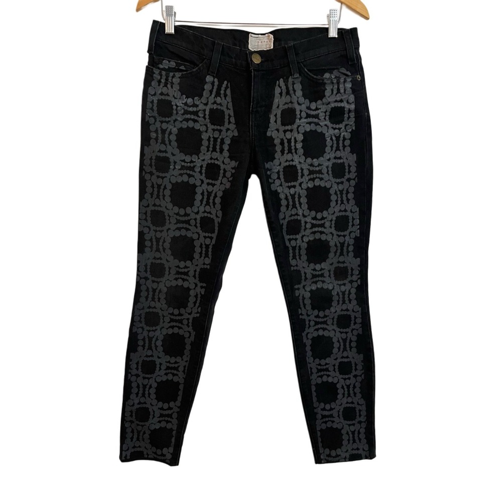 Current Elliott X Marni Pearl Print Skinny Jeans Night Black 27